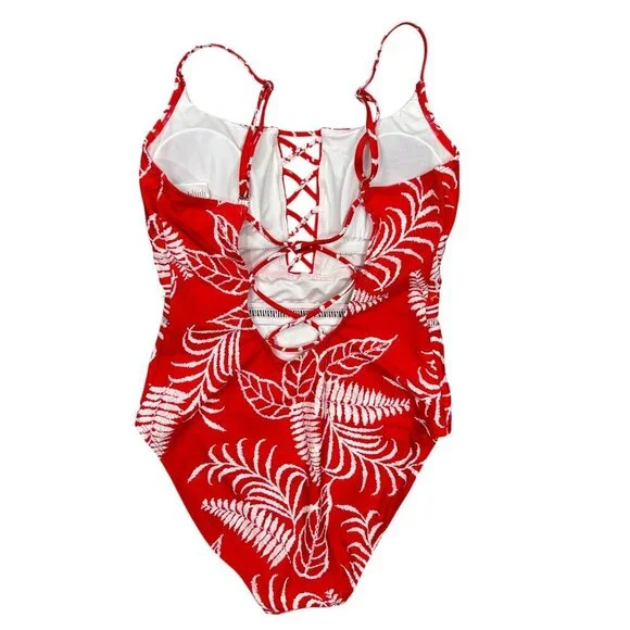 La Blanca NWT Orange White Tropical Floral One-Piece Swimsuit Size 6 - Picture 3 of 8